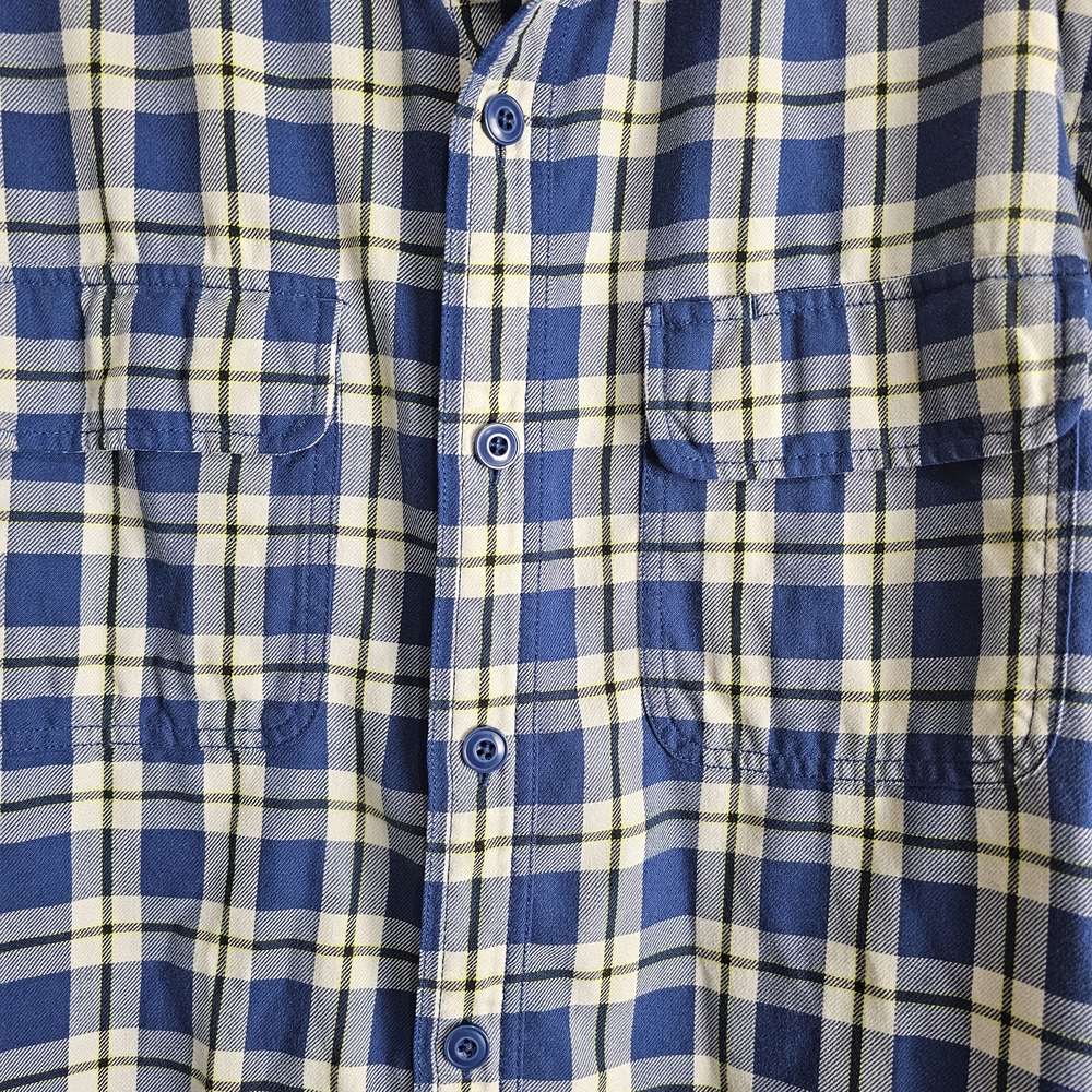 Duluth Trading Co Blue White Plaid Button Down Work Shirt Gusseted Pits Size XL - Picture 7 of 8